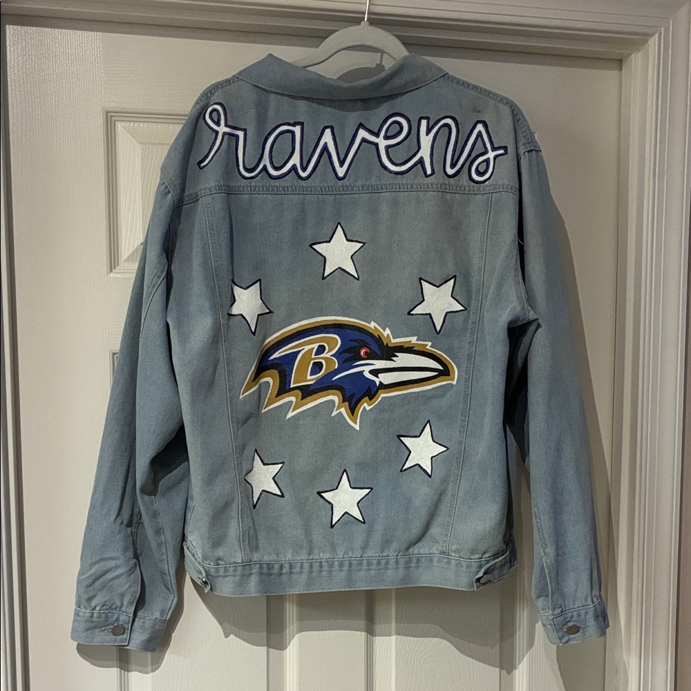Handpainted Baltimore Ravens Women's Jean Jacket